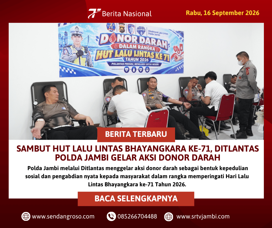 Sambut HUT Lalu Lintas Bhayangkara ke-71, Ditlantas Polda Jambi Gelar Aksi Donor Darah